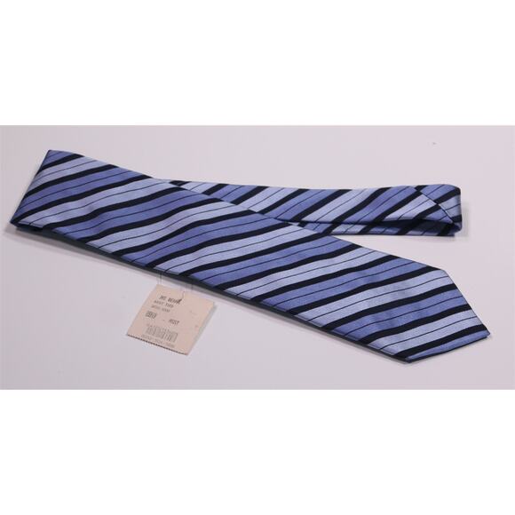 Ike Behar Blue Striped Repp Silk Necktie Tie - Picture 2 of 6